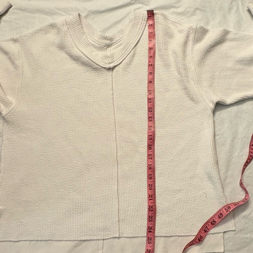 Aerie Wonder Oversized White Textured V-Neck Sweatshirt Oversized Women’s XS - Picture 5 of 7